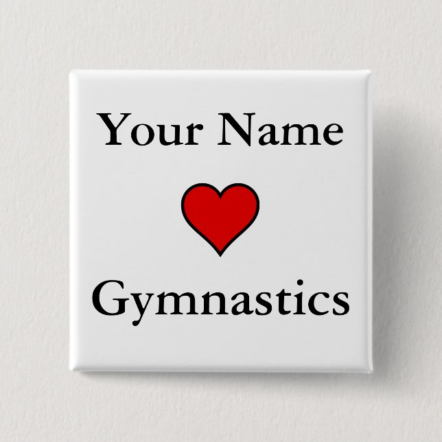 (Your Name) Hearts Gymnastics Pinback Button (Front)