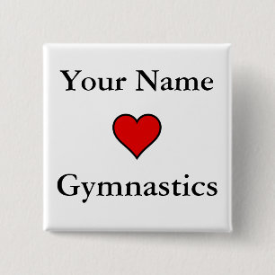 (Your Name) Hearts Gymnastics Pinback Button