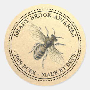 Your Name Here Custom Apiary Beekeeper Color Bee Classic Round Sticker