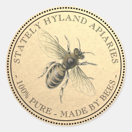 Your Name Here Custom Apiary Beekeeper Color Bee Classic Round Sticker