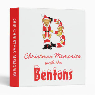 Your Name Here! Custom Letter B Teddy Bear Santas Binder