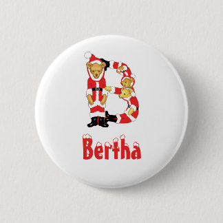 Your Name Here! Custom Letter B Teddy Bear Santas Button