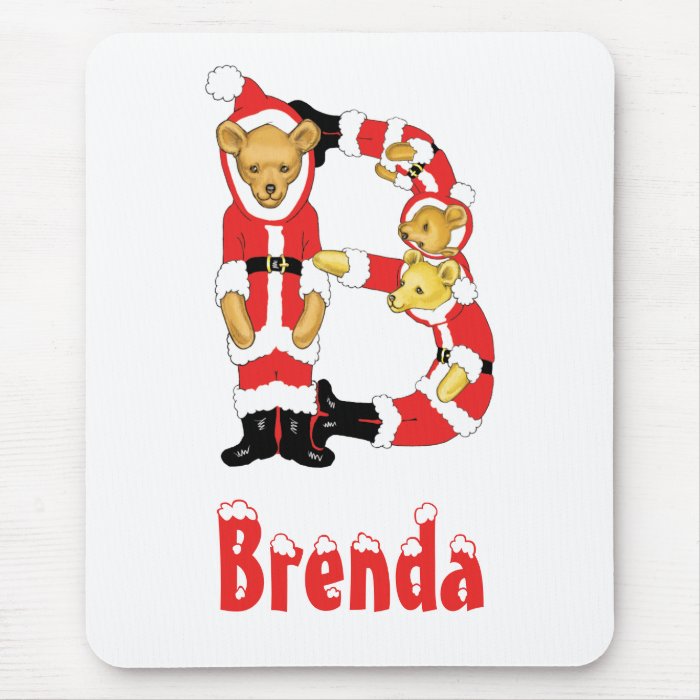 Your Name Here Custom Letter B Teddy Bear Santas Mousepads