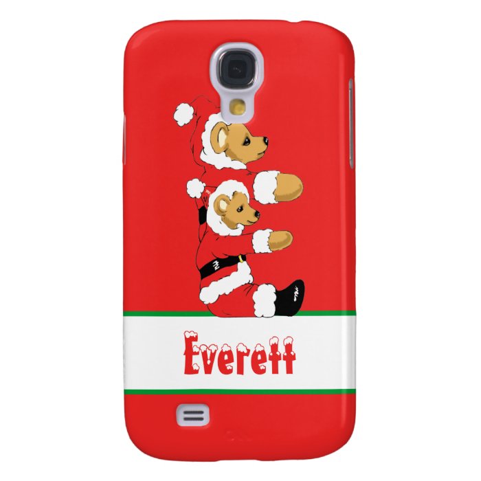 Your Name Here Custom Letter E Teddy Bear Santas Galaxy S4 Case