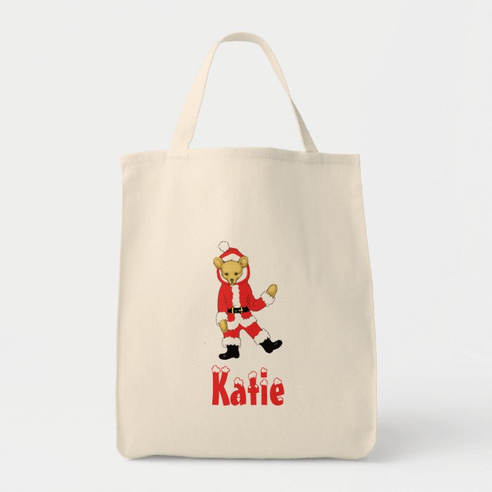 Your Name Here Custom Letter K Teddy Bear Santas Tote Bag