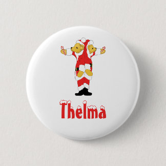 Your Name Here! Custom Letter T Teddy Bear Santas Button