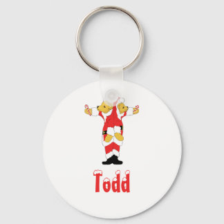 Your Name Here! Custom Letter T Teddy Bear Santas Keychain