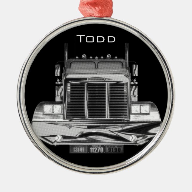 YOUR NAME HERE - Custom Rear-View Mirror Truck Metal Ornament (Front)