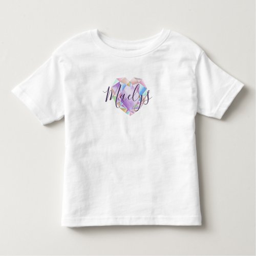  Your Name Here Cute Pastel Rainbow Heart Diamond Toddler T_shirt