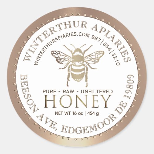 Your Name Here Editable Gold Honey Jar Bee Label