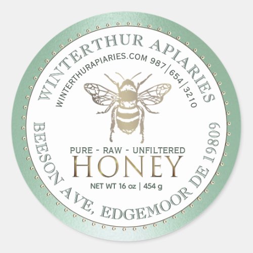 Your Name Here Editable Green Honey Jar Bee Label