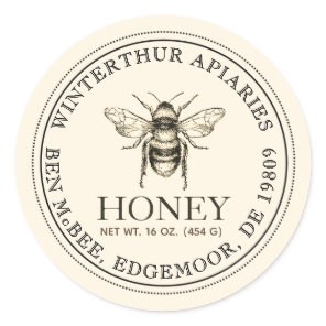 Your Name Here Editable White Honey Jar Bee Label