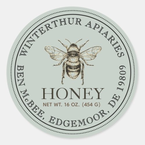 Your Name Here Editable White Honey Jar Bee Label