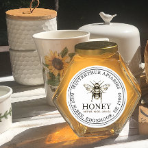 Your Name Here Editable White Honey Jar Bee Label