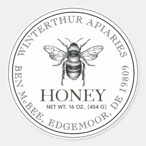 Your Name Here Editable White Honey Jar Bee Label