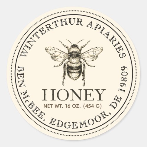 Your Name Here Editable White Honey Jar Bee Label