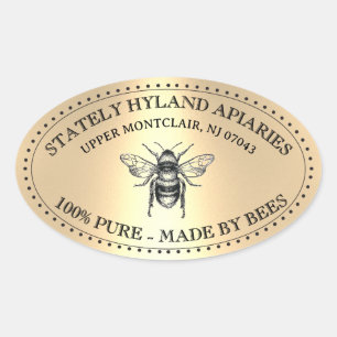 Your Name Here Gold Vintage Honey Jar Oval Label