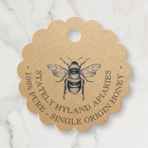 Your Name Here Honey Bee Scalloped Gift Bag Tag