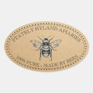 Your Name Here Kraft Vintage Honey Jar Oval Label