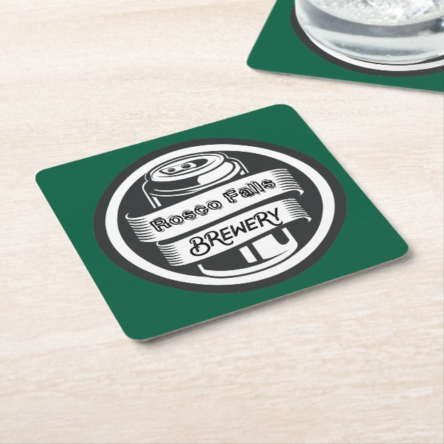 Your Name Here Logo Brewery Theme Square Paper Coaster (Angled)