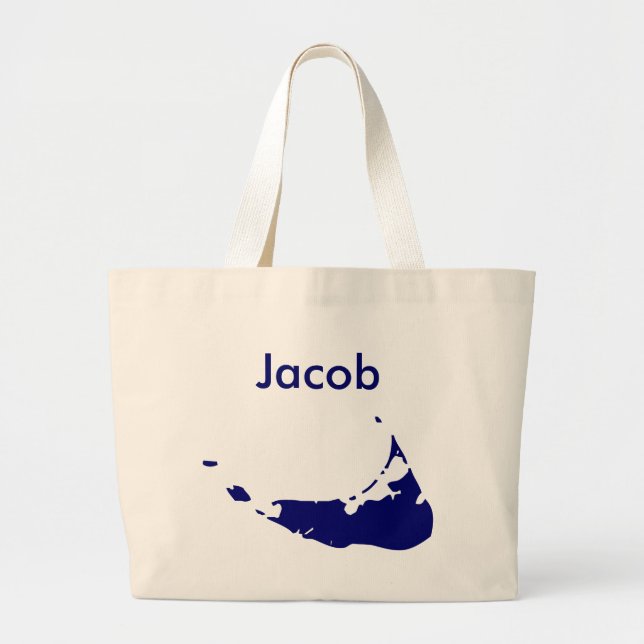 Your Name Here Nantucket Blue Large Tote Bag (Front)
