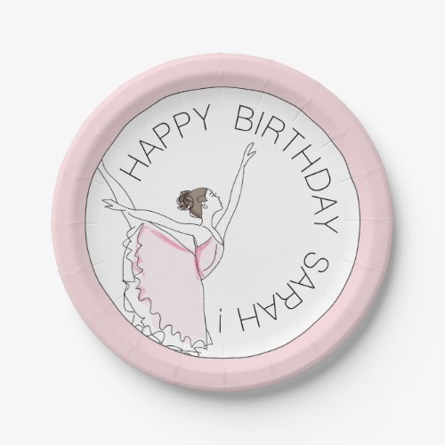 Your Name Here Pink Ballerina Birthday Plate