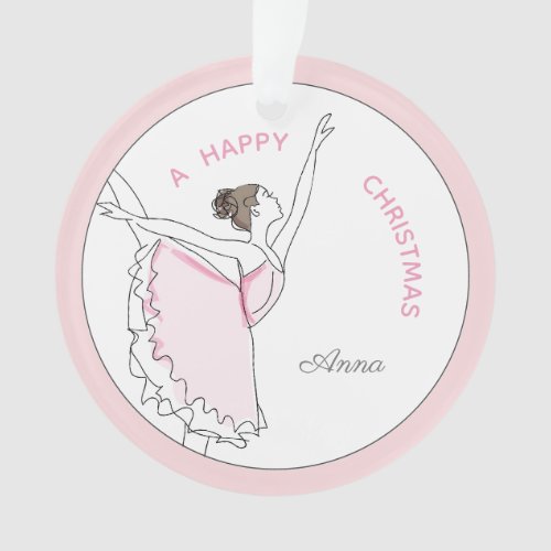 Your Name Here Pink Ballerina Christmas Ornament