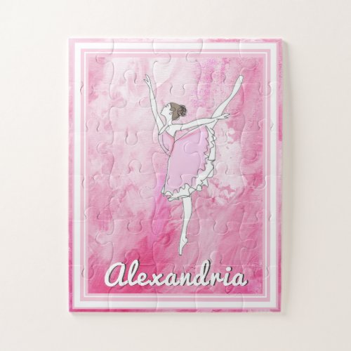 Your Name Here Pink Ballerina Dancer Girl Puzzle