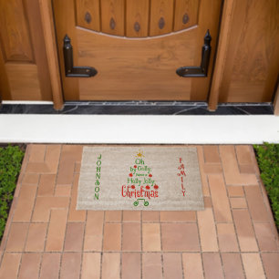 Your Name Holly Jolly Christmas Classic Song Coir Fiber Doormat