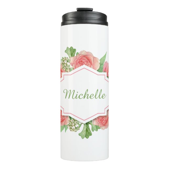Your Name in a Flower Frame custom tumbler (Front)