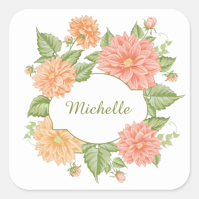 Your Name in a Flower Frame stickers (Front)