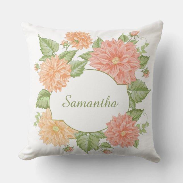 Your Name in a Flower Frame throw pillows (Front)