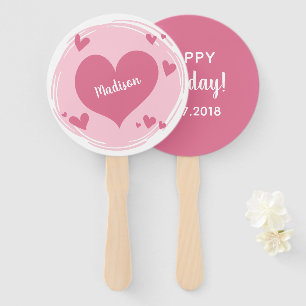 Your Name in a Heart custom text hand fans