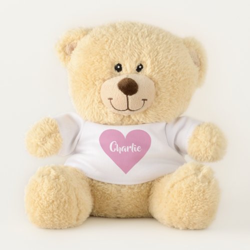 YOUR NAME in a Pink Heart custom teddy bear