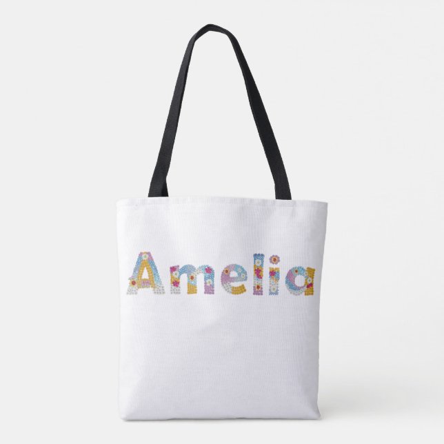 Your name in artsy floral letters / Amelia Tote Bag (Back)