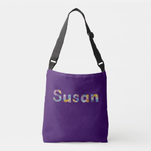 Your name in artsy floral letters / Susan  Crossbody Bag