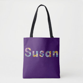 Your name in artsy floral letters / Susan Tote Bag