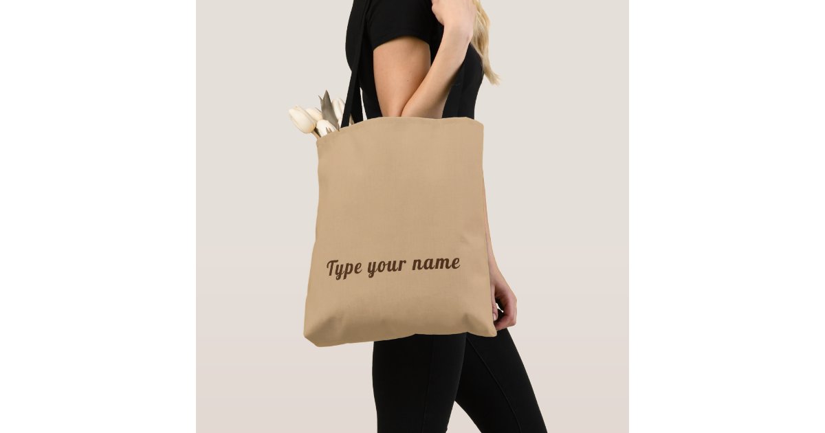 Business Name and Logo on Light Brown Tote Bag