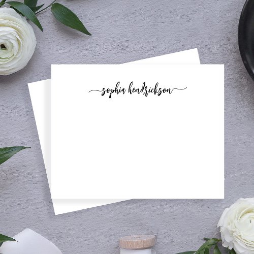 Your Name in Modern Script  Black and White Note Card