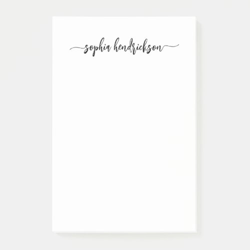 Your Name in Modern Script  Black and White Post_it Notes