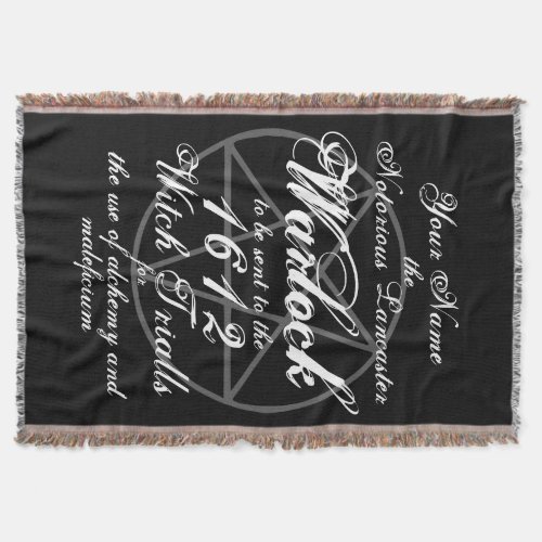 Your Name in Notorious Witch Trials Gothic Throw Blanket