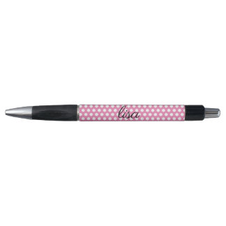your name in pink and white dots trendy pattern pen