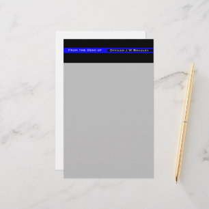 Your Name in the Thin Blue Line Police Support Stationery