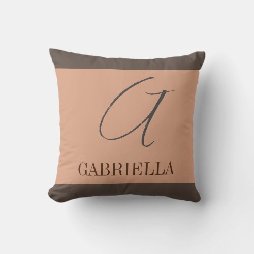 Your Name Initial Monogram Pastel Colors Throw Pillow