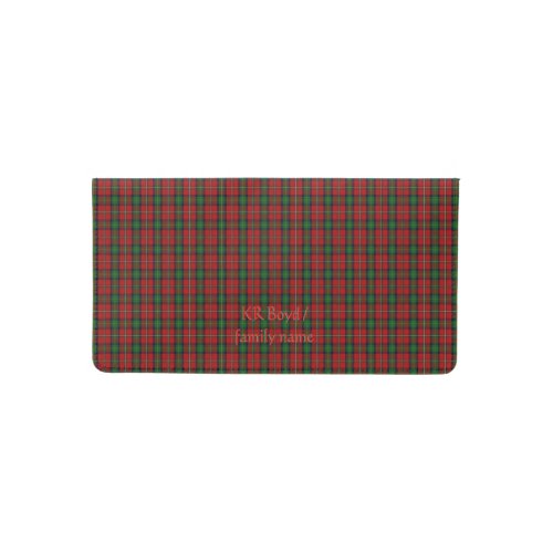 Your name / initials on Boyd Clan Family Tartan Checkbook Cover