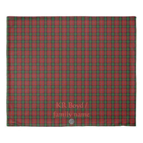 Your name  initials on Boyd Clan Family Tartan Duvet Cover