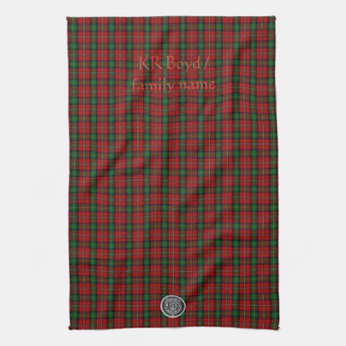 Your name  initials on Boyd Clan Family Tartan Kitchen Towel