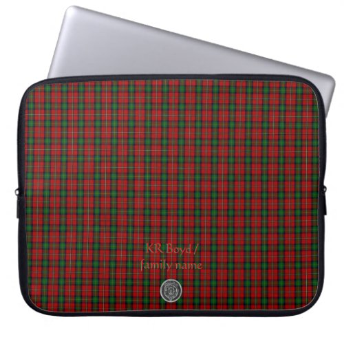 Your name  initials on Boyd Clan Family Tartan Laptop Sleeve