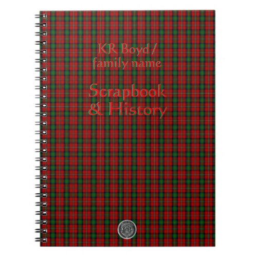 Your name  initials on Boyd Clan Family Tartan Notebook