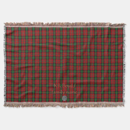 Your name / initials on Boyd Clan Family Tartan Throw Blanket Your name / initials on Boyd Clan Family Tartan Throw Blanket